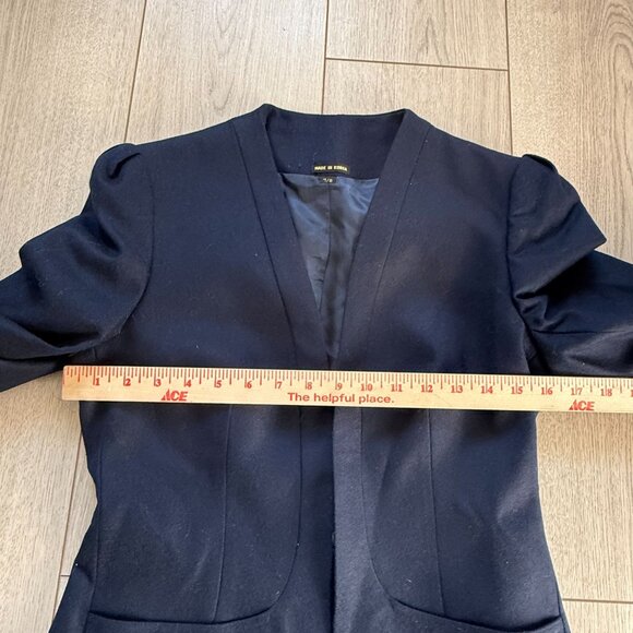 Luba 100% Wool Open Front Blazer Jacket Women's Size 7/8 Blue Career Office - Picture 10 of 10